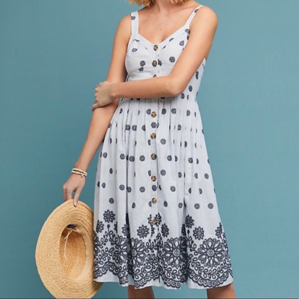 Anthropologie Maeve Floral Striped Midi Dress 6
